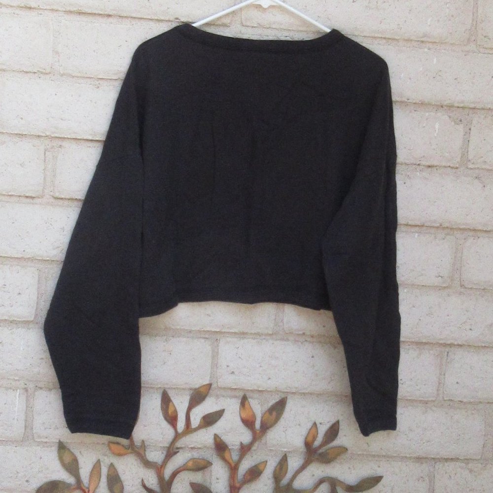 MIXED BLUES SPORT Black Cropped Sweatshirt Medium - Picture 4 of 4